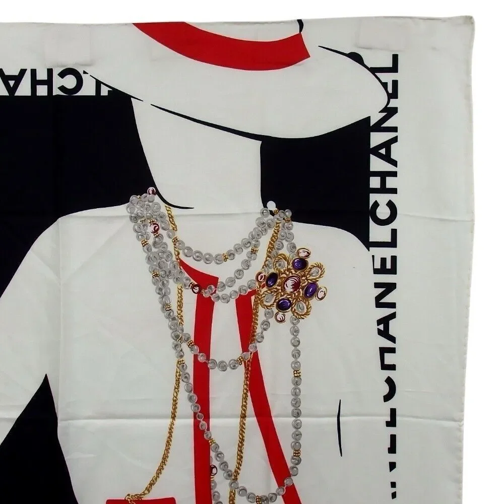 CHANEL Vintage Silk CoCo Mademoiselle Silhouette Scarf